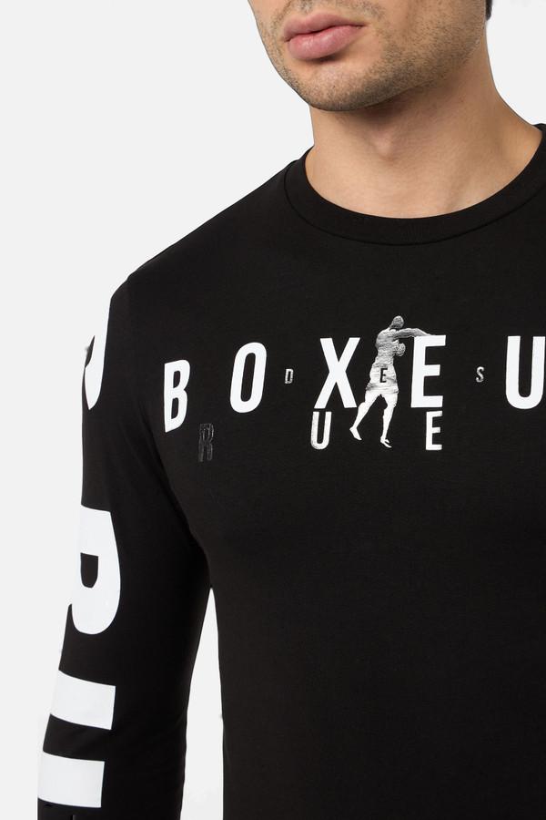 T-Shirt A Manica Lunga Black con Grafica White