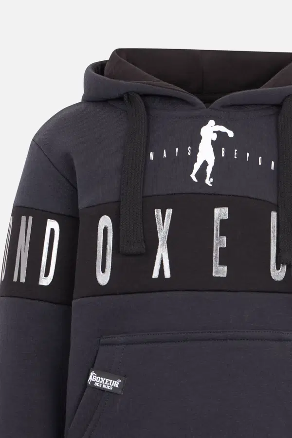 Anthracite Hoodie With Contrast Insert Anthracite