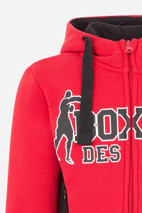 Felpa Rossa Con Zip E Cappuccio Red