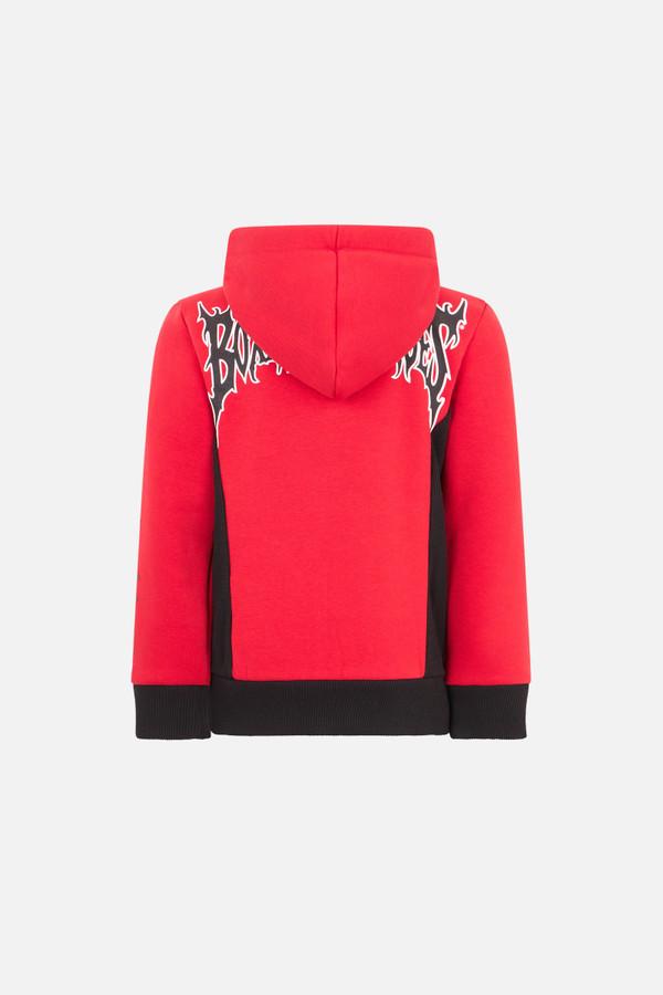 Felpa Rossa Con Zip E Cappuccio Red