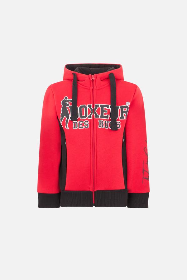 Felpa Rossa Con Zip E Cappuccio Red