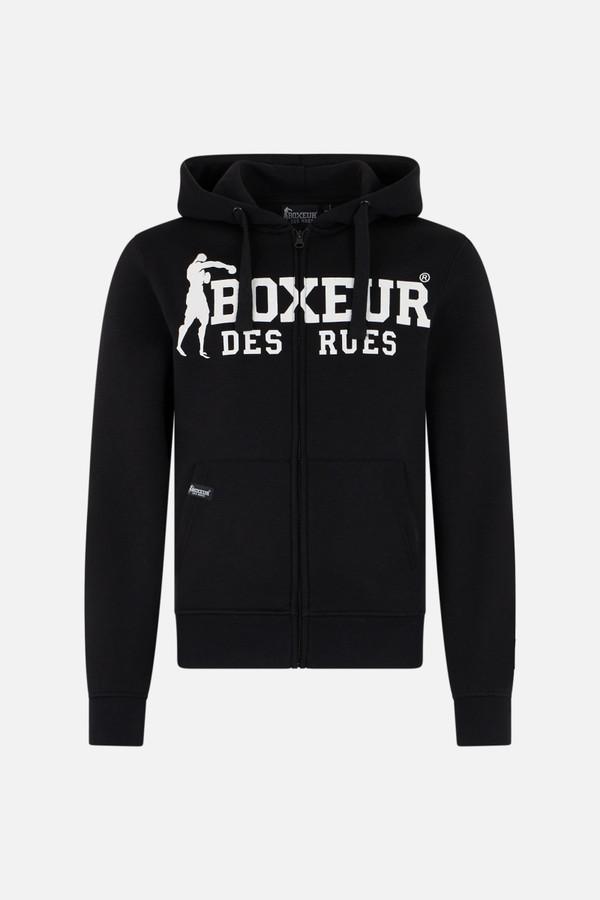 Black Full Zip Sweatshirt With Logo And Patch Black-White