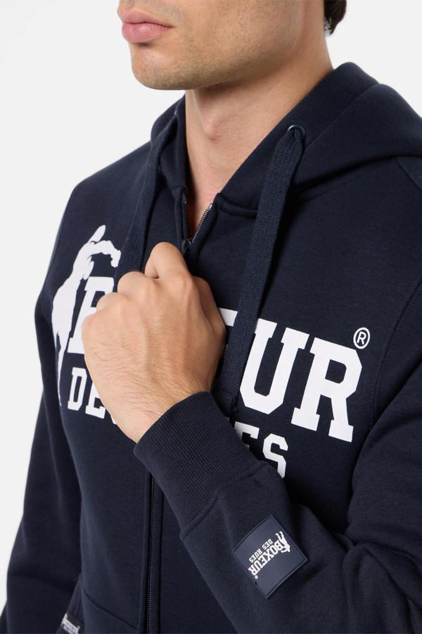 Midnight Full Zip Sweatshirt With Logo And Patch Midnight