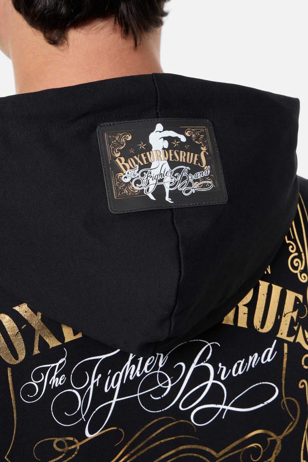 Black Full Zip Hooded Sweatshirt Black-Gold