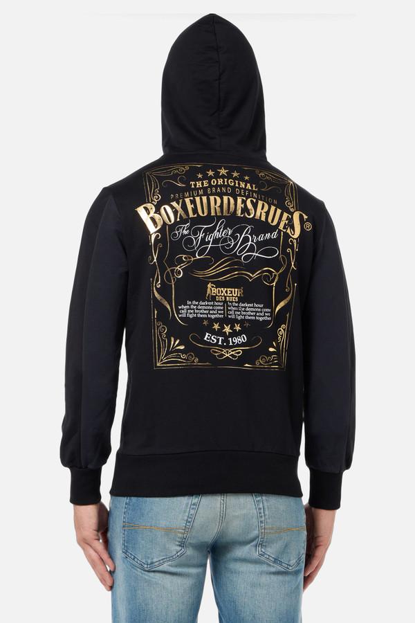 Black Full Zip Hooded Sweatshirt Black-Gold