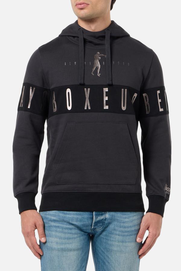 Anthracite Hoodie With Contrast Insert Anthracite-Titanium