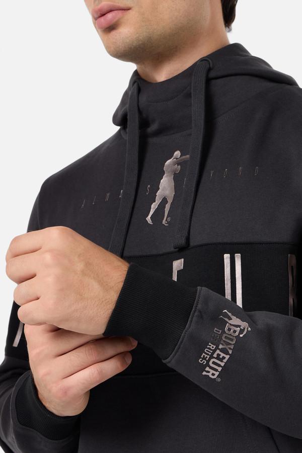 Anthracite Hoodie With Contrast Insert Anthracite-Titanium