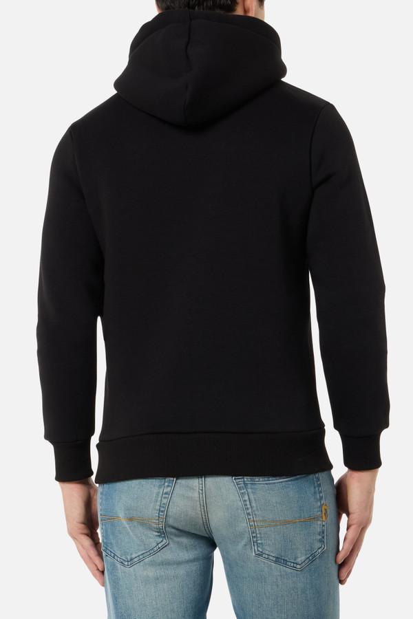 Felpa Nera Con Cappuccio E Patch Black-Gold