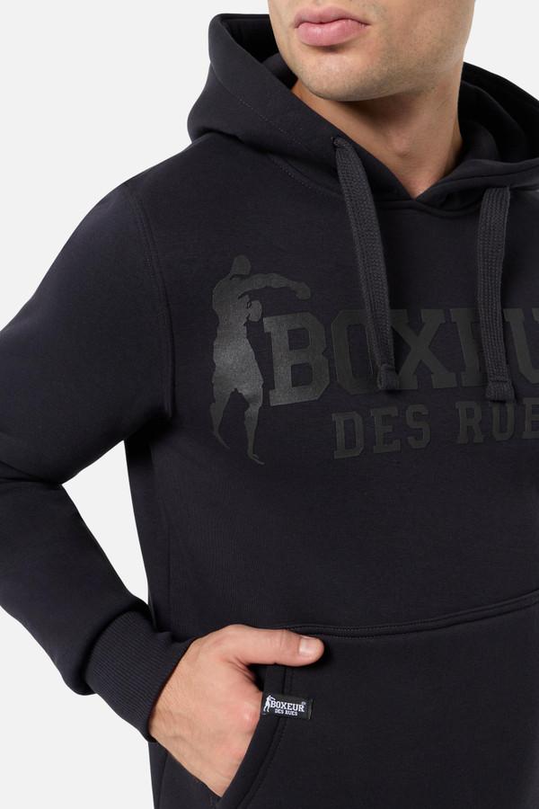 Felpa Logo Nera E Anthracite Con Cappuccio