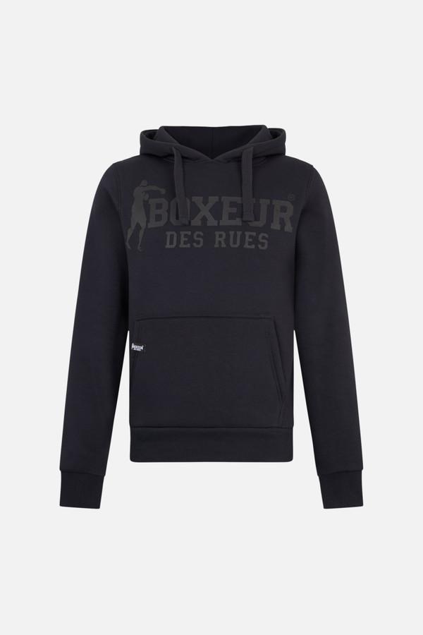 Felpa Logo Nera E Anthracite Con Cappuccio