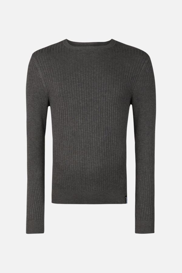 Maglione Anthracite Melange A Coste