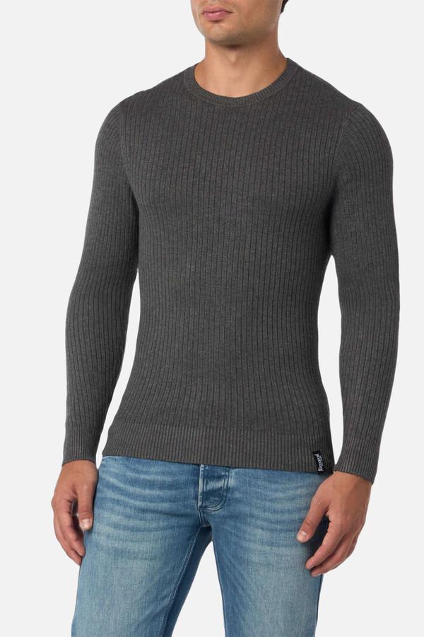 Maglione Anthracite Melange A Coste