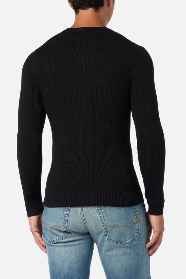 Maglione Nero A Coste Black