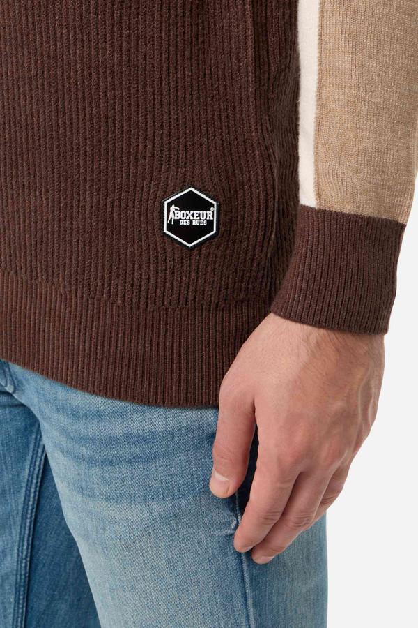 Espresso, Mocha And White Colour-Blocked Sweater Espresso