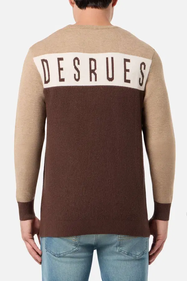 Espresso, Mocha And White Colour-Blocked Sweater Espresso