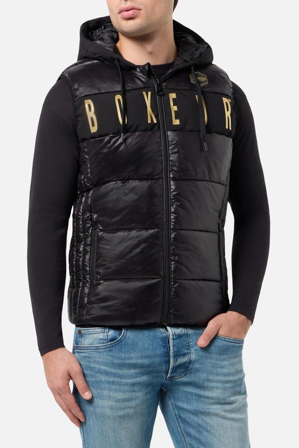 Gilet Logato Nero E Oro