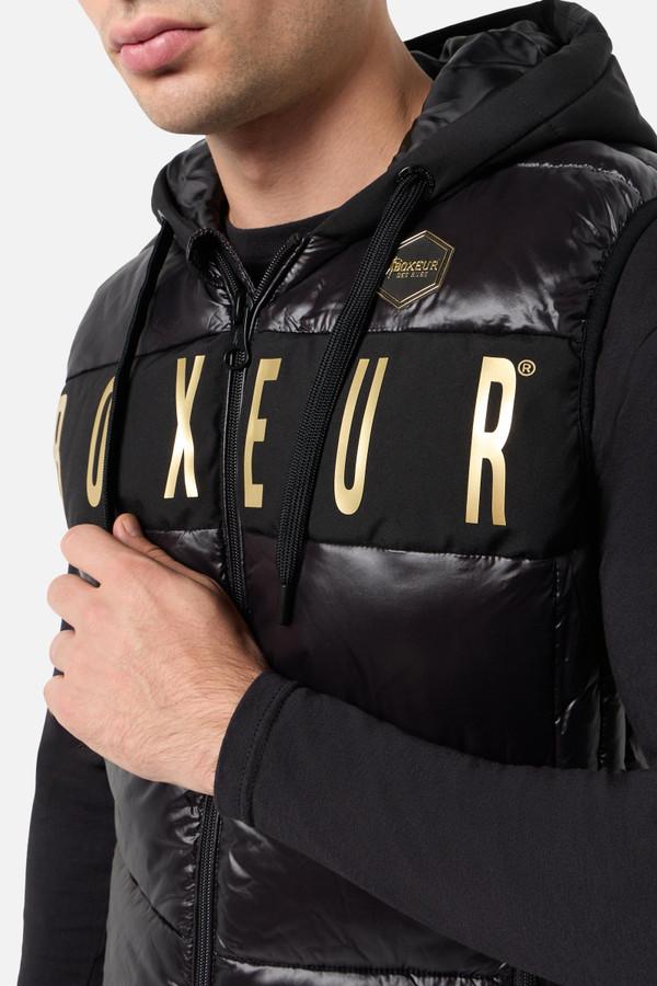 Gilet Logato Nero E Oro