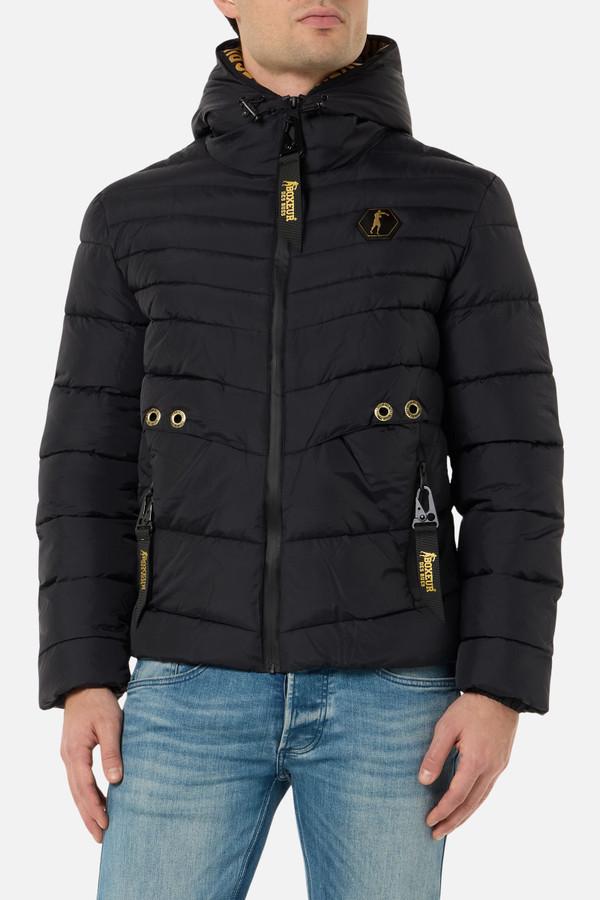 Black And Gold Stripe Padded Jacket Black-Gold