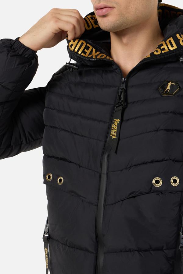 Black And Gold Stripe Padded Jacket Black-Gold