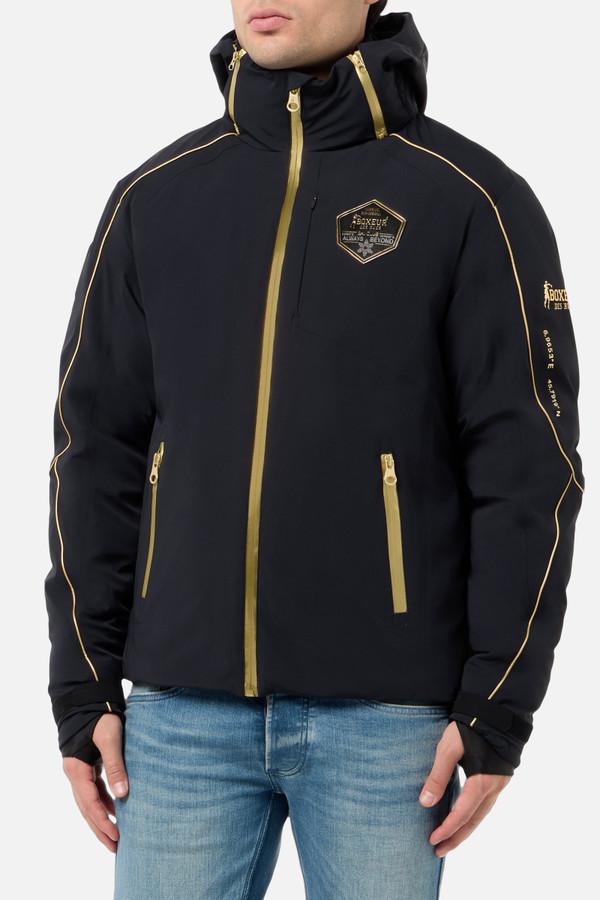 Giacca Da Sci Nera Con Dettagli Oro