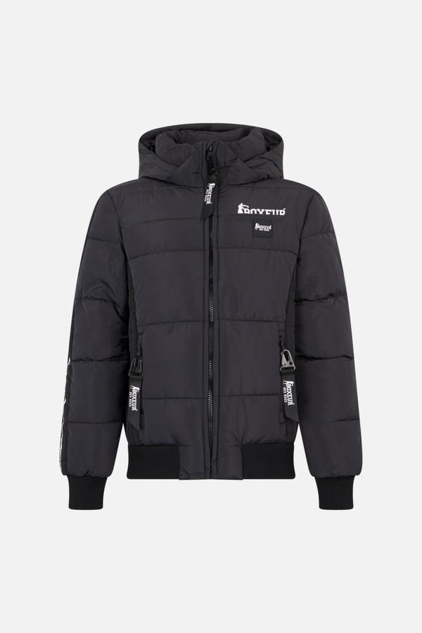 Giacca Imbottita Anthracite Con Inserti A Contrasto