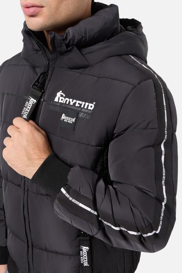 Giacca Imbottita Anthracite Con Inserti A Contrasto