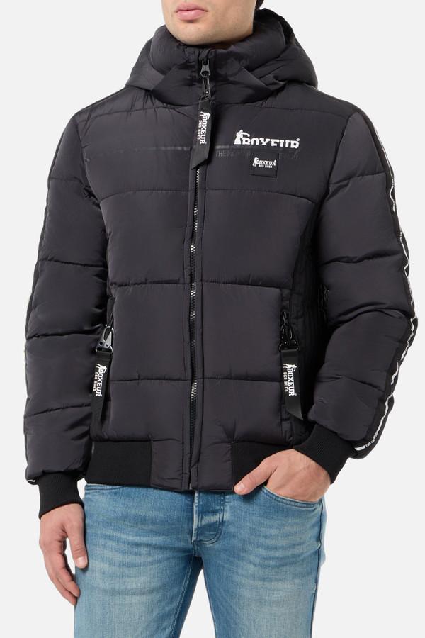 Giacca Imbottita Anthracite Con Inserti A Contrasto