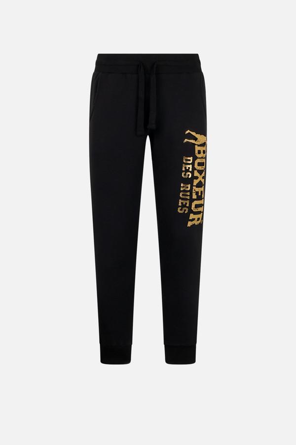 Black Slim Fit Sweatpant With Logo Black-Gold