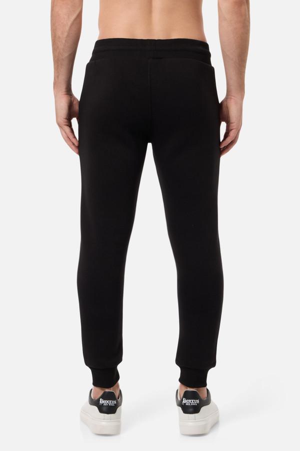 Black Slim Fit Sweatpant With Logo Black-Gold