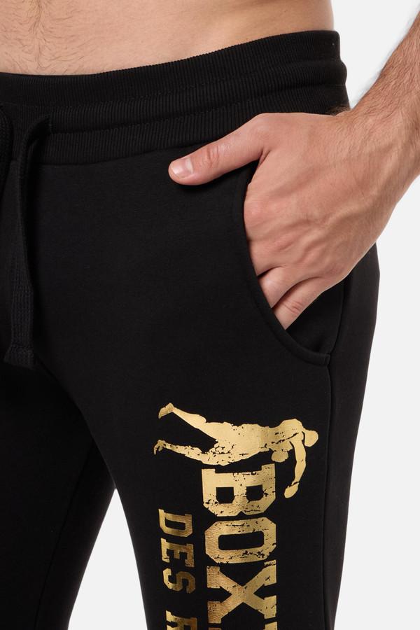 Black Slim Fit Sweatpant With Logo Black-Gold