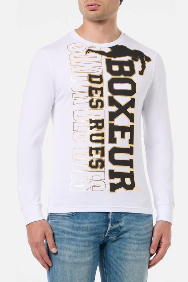 Black Long Sleeve T-Shirt With Black And Gold Prints White-Gold