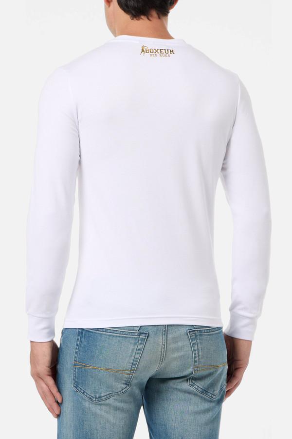 Black Long Sleeve T-Shirt With Black And Gold Prints White-Gold