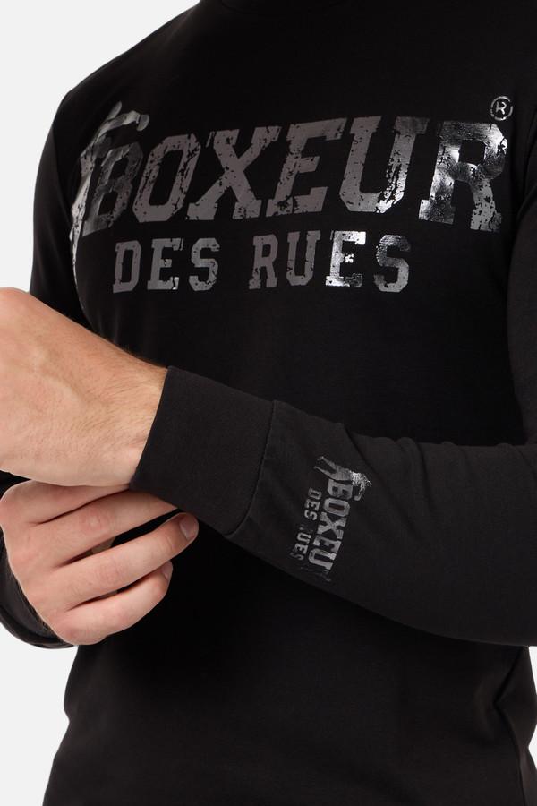 T-Shirt Nera A Manica Lunga Con Logo Black-Titanium