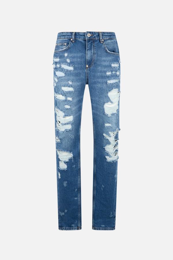 Jeans Mid Blue Con Strappi