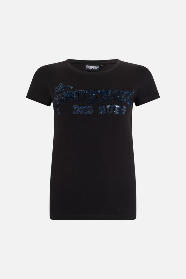 T-Shirt Nera Con Strass Black