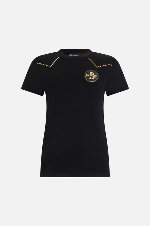 T-Shirt Nera e Oro Con Coulisse Laterale
