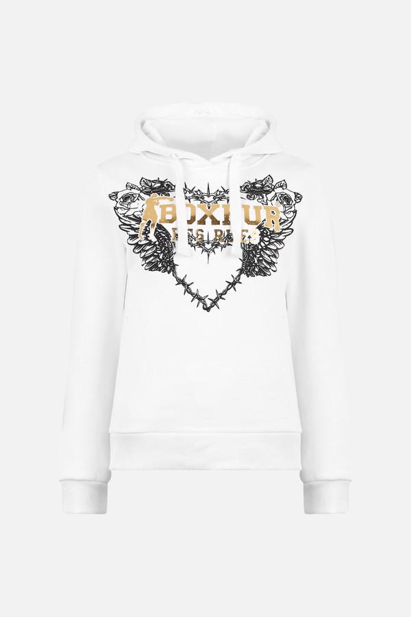 Felpa Bianca e Oro Con Cappuccio