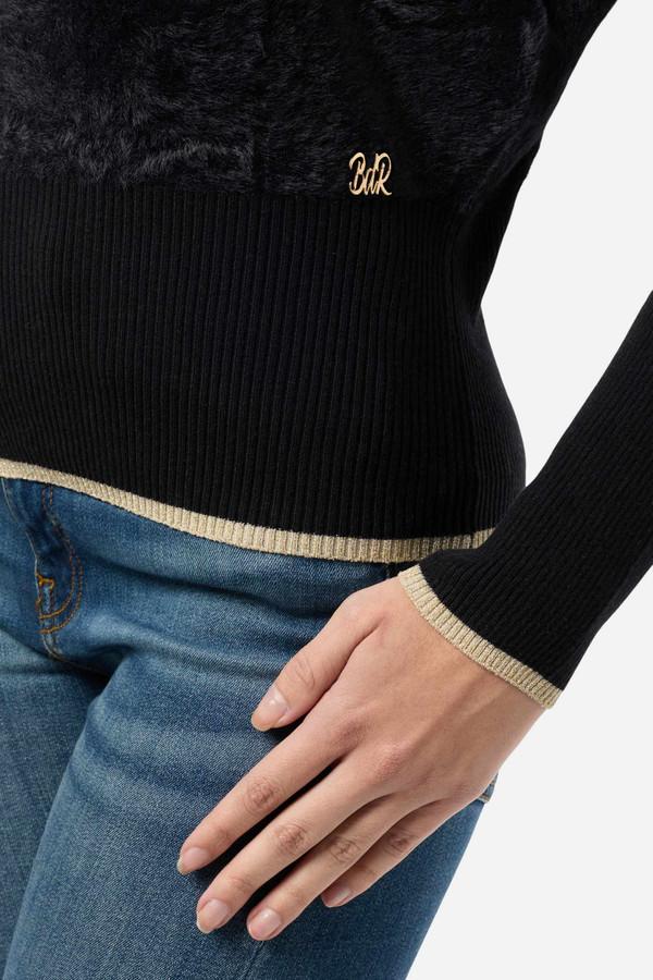 Maglione Nero Lurex A Contrasti Black