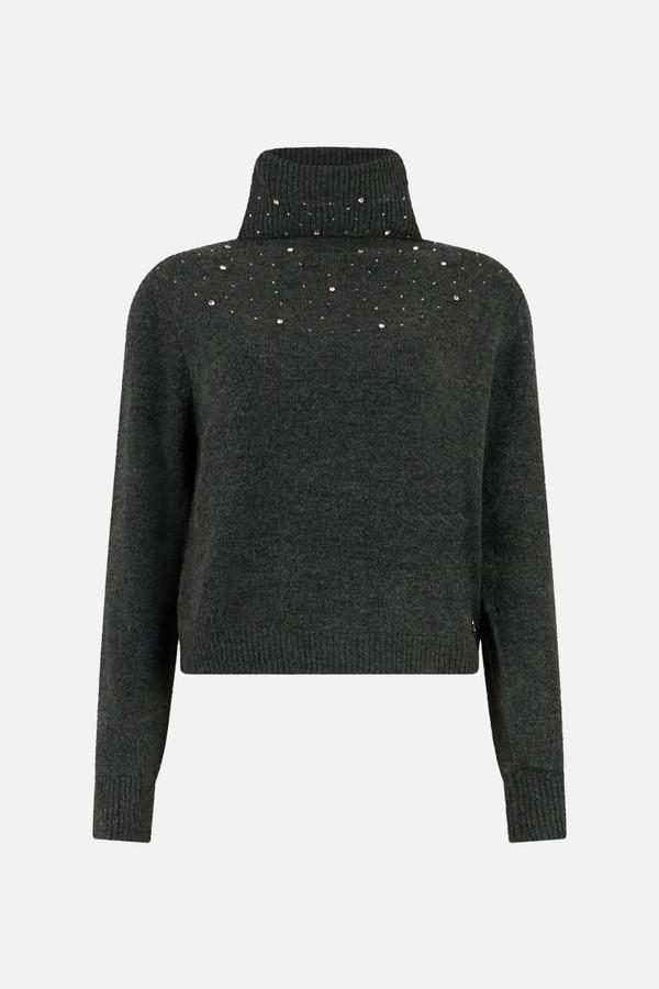 Anthracite Rhinestone Turtle Neck Sweater Anthracite