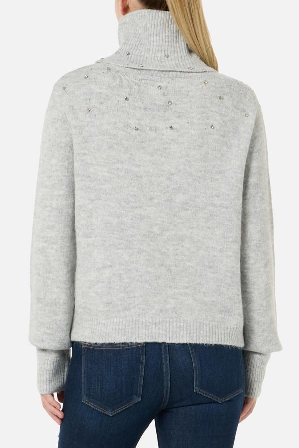 Grey Rhinestone Turtle Neck Sweater Grey