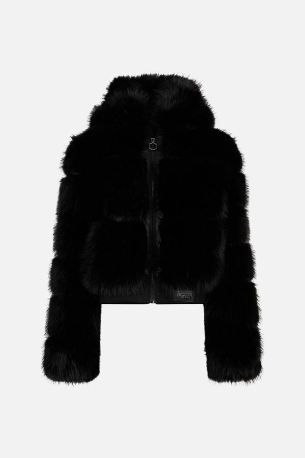 Black Eco-Fur Bomber Black