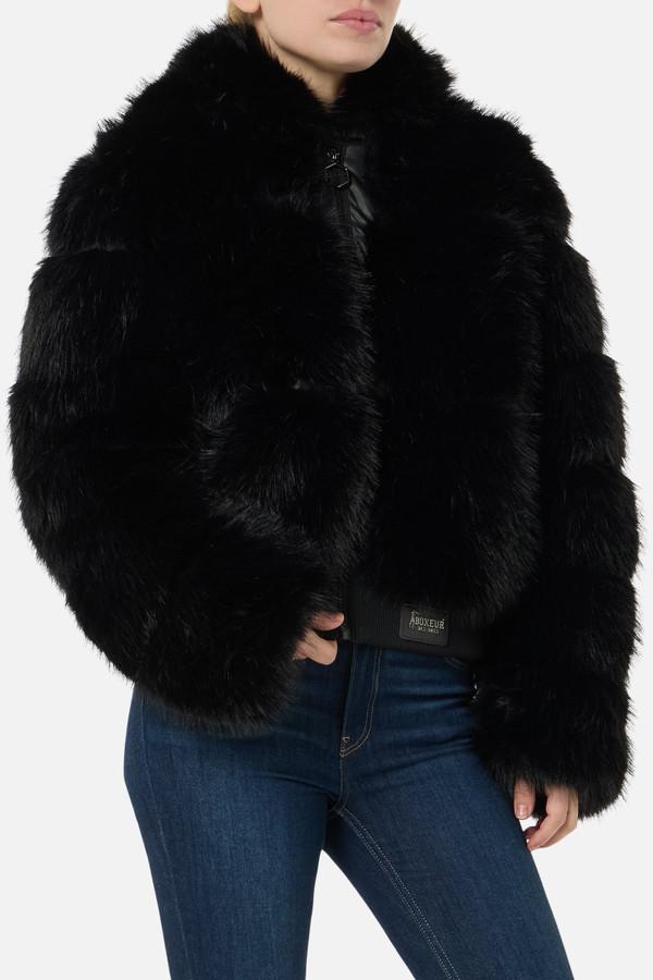 Black Eco-Fur Bomber Black