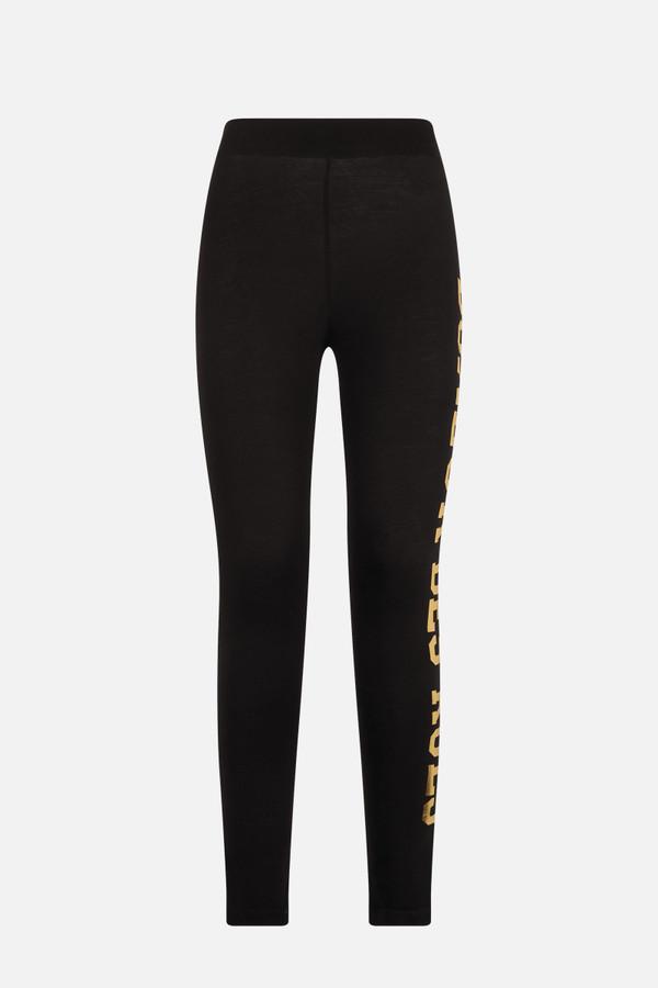 Leggings Neri Con Logo Frontale Black-Gold