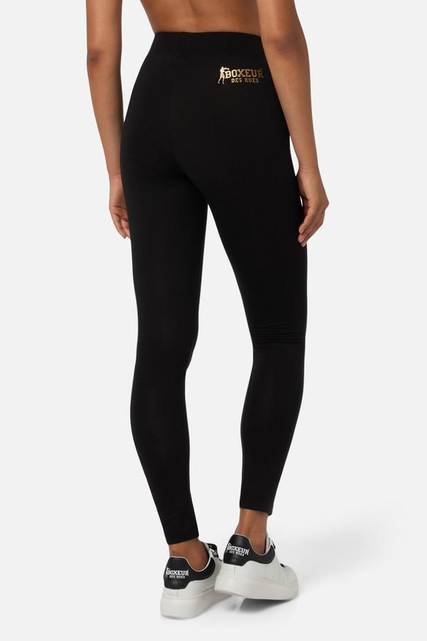 Leggings Neri Con Logo Frontale Black-Gold