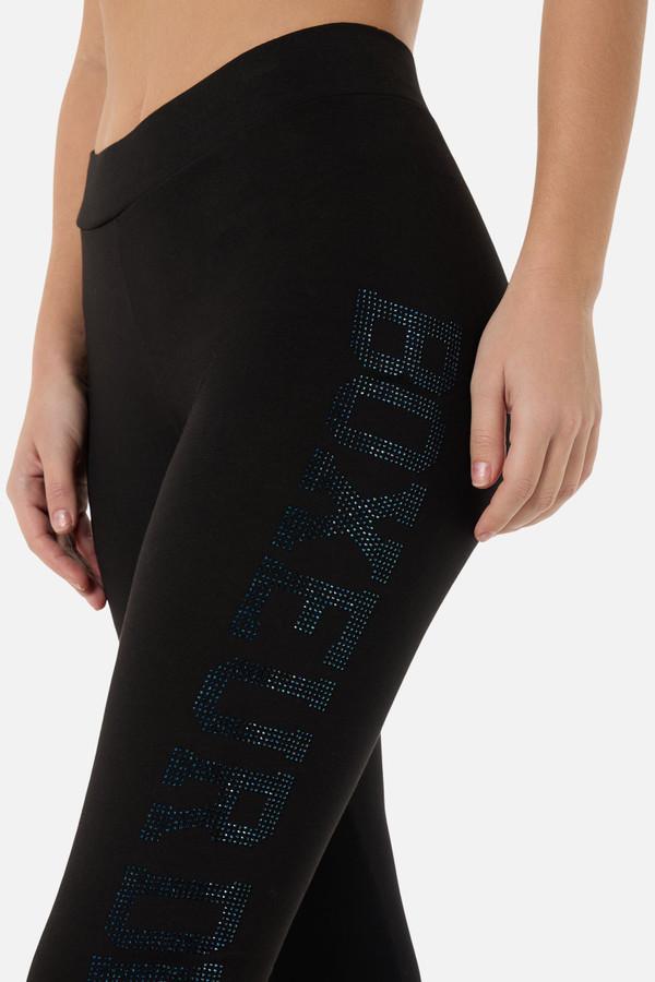 Black Basic Leggings With Front Logo Black