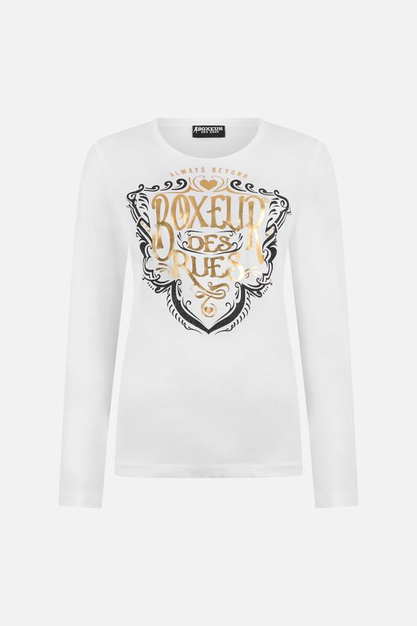 White Long Sleeve T-Sirt White-Gold