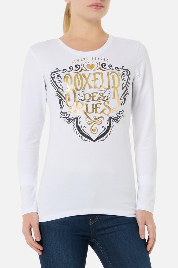 White Long Sleeve T-Sirt White-Gold