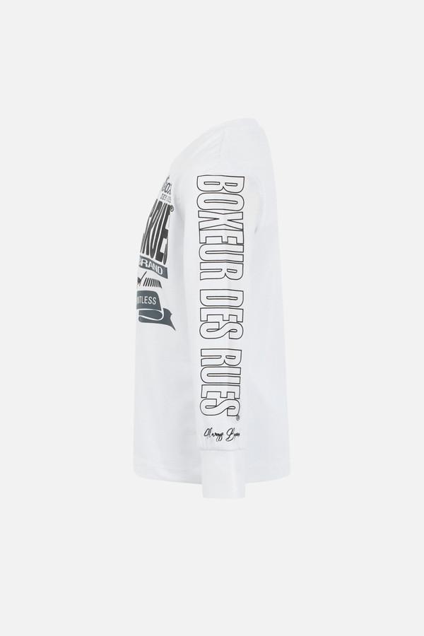 T-Shirt Bianca A Manica Lunga Con Stampe Oro White