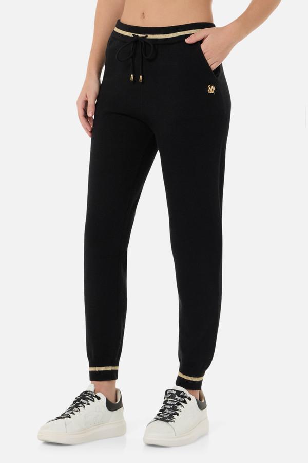 Black Knit Slim Fit Pants Black