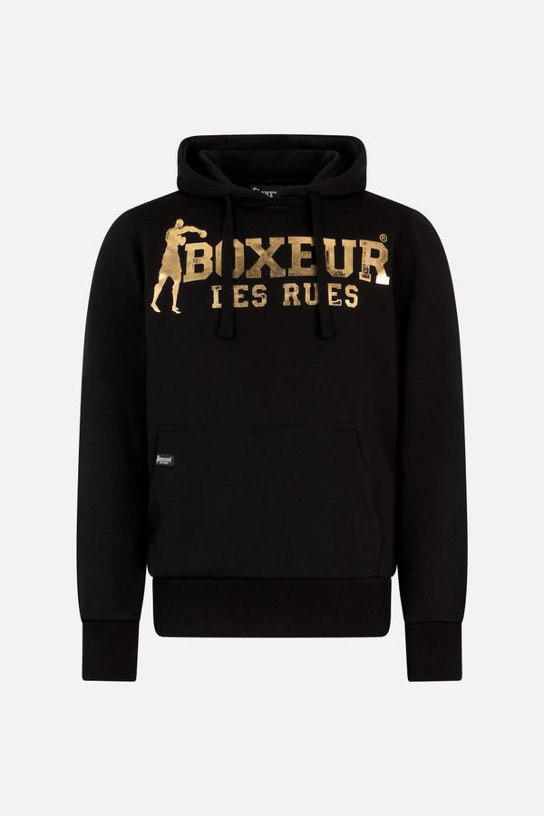 Black And Gold Logo Hoodie Sweatshirt Black-Gold